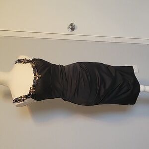 Betsy & Adam Black Embellished Midi Dress, Size 6